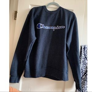 Grey/Blue Champion Crewneck